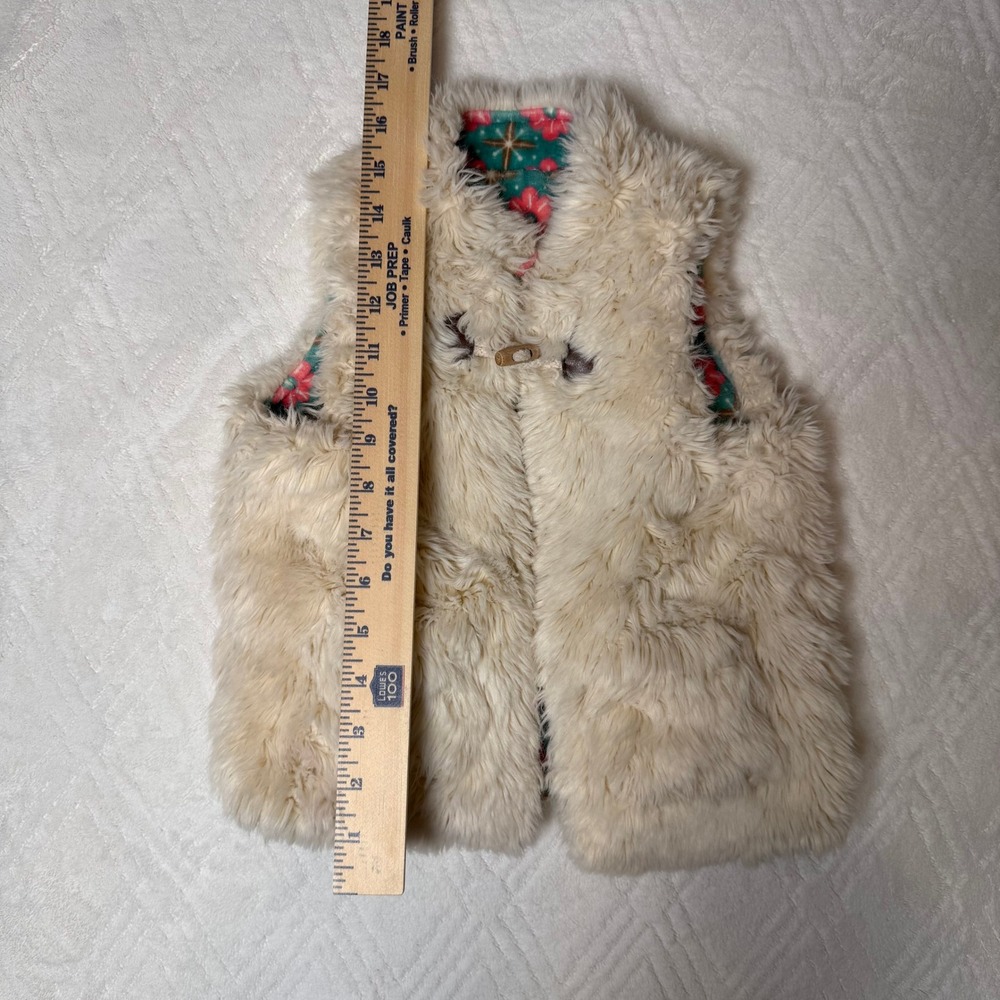 Boho Reversible Matilda Jane Snow Queen Faux Fur Floral Vest Girls Sz 5 Est - Picture 6 of 6